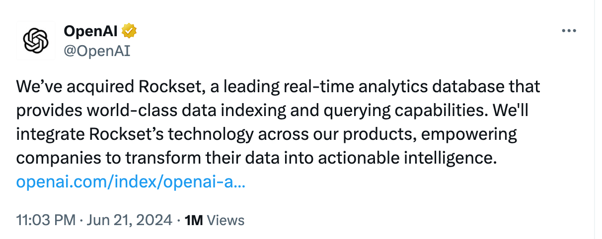 OpenAI acquisition Rockset